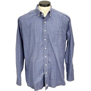 Vineyard Vines Dress Shirt Men XXL Blue Fish Skeleton Geometric Slim Fit Murray